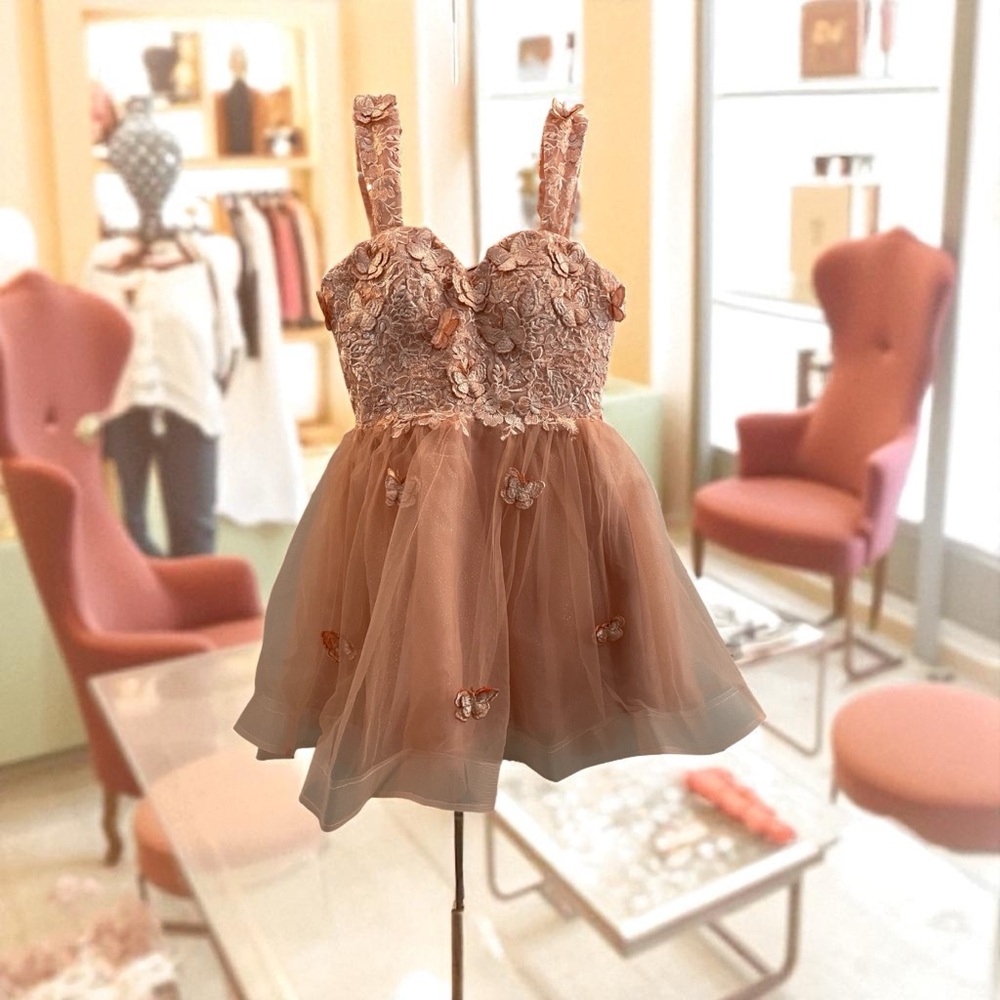 Floral Embellished Dress with Tulle Skirt